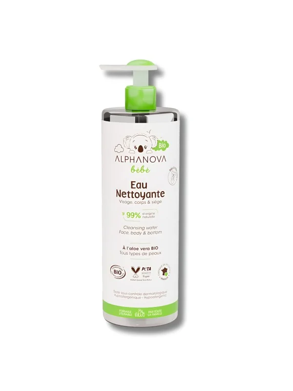 ALPHANOVA - EAU NETTOYANTE BEBE VISAGE, CORPS ET SIEGE 400ML