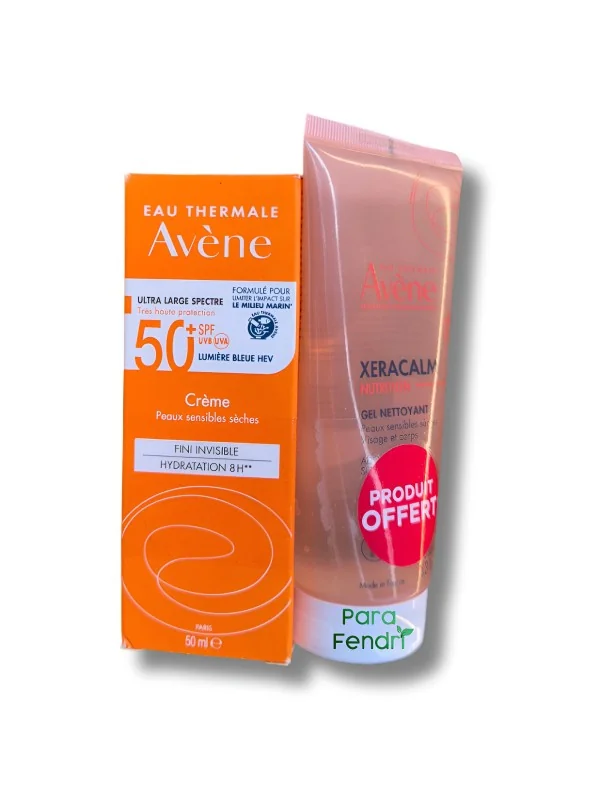 AVENE - CREME ULTRA LARGE SPECTRE SPF50+ + XERACALM GEL NETTOYANT 100ML OFFERT