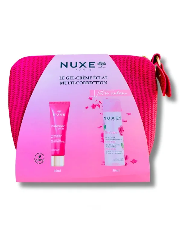 NUXE - PRODIGIEUSE BOOST GEL CREME ECLAT 40ML + VERY ROSE EAU MICELLAIRE 50ML ET TROUSSE OFFERTS