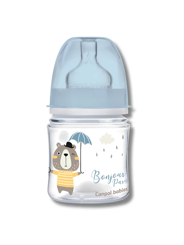 CANPOL BABIES - BIBERON ANTI COLIQUE COL LARGE +0MOIS 120ML BONJOUR PARIS BLEU 35/231