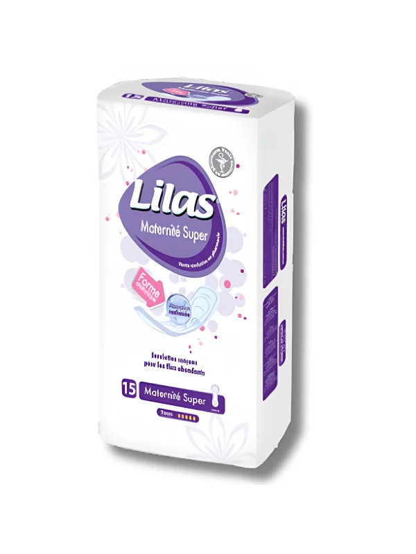 LILAS - SERVIETTES MATERNITE SUPER PHARMACIE 15 PIECES