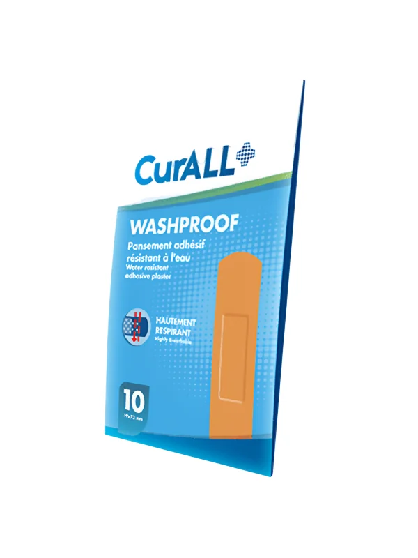 CURALL WASHPROOF STRIPS - PANSEMENT ADHÉSIF RÉSISTANT À L'EAU 10 PIECES 19X72MM