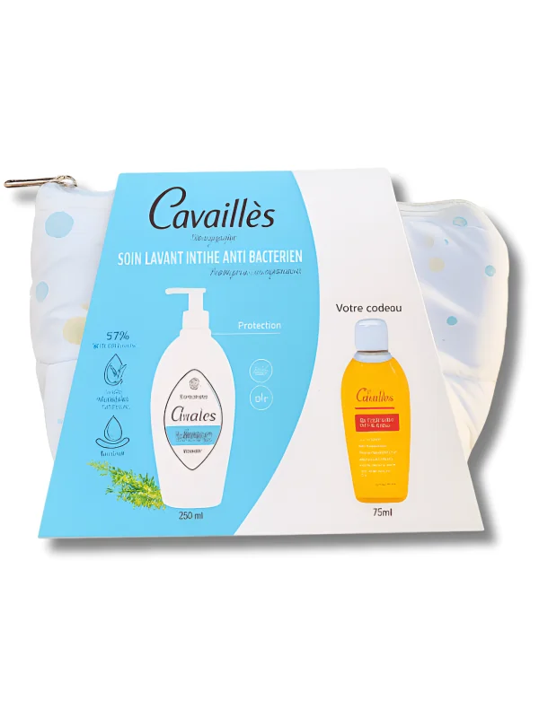 ROGE CAVAILLES - SOIN TOILETTE INTIME ANTI BACTERIEN 250ML + HUILE BAIN DOUCHE VELOUTANTE 75ML ET TROUSSE OFFERTS