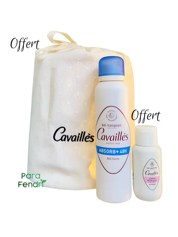 ROGÈS CAVAILLÈS - DÉODORANT SPRAY ABSROB+ 150 ML + GEL INTIME EXTRA DOUX 50 ML ET BOURSE OFFERTS